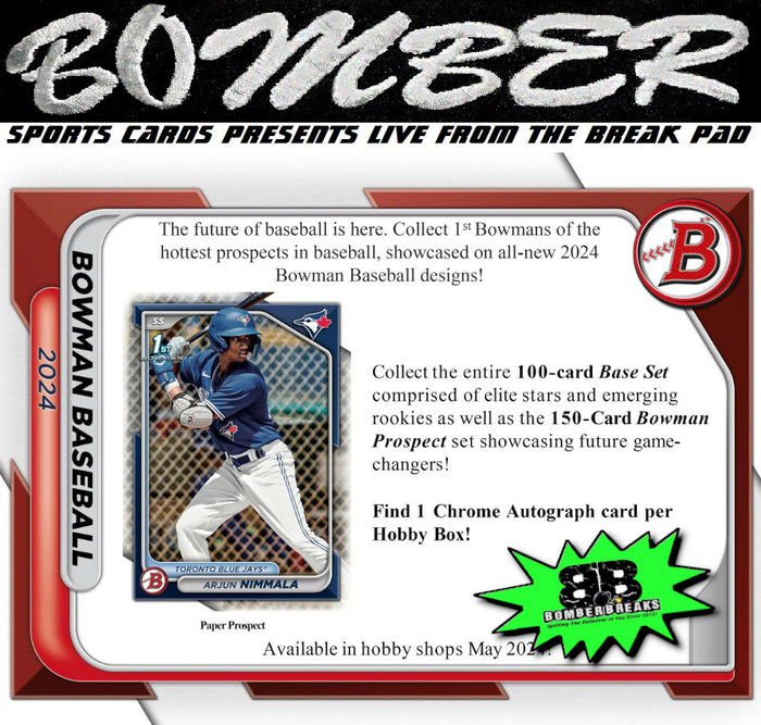 11:00pm ET - 🚨(NOW A FILLER) - WEDNESDAY - 2024 Bowman Baseball Hobby 12 Box Case Break - Pick Your Team #7 - Live 5/8/24