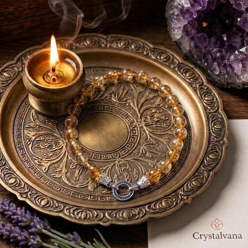 12mm natural citrine bead necklace with pendant - wealth and success crystal jewelry by Crystalvana