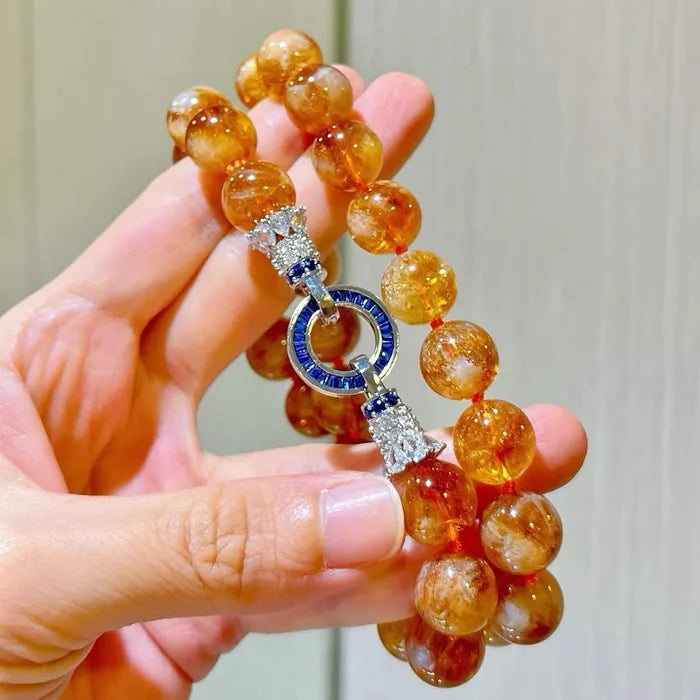 12mm Natural Citrine necklace handcrafted wealth attraction crystal pendant jewelry by Crystalvana