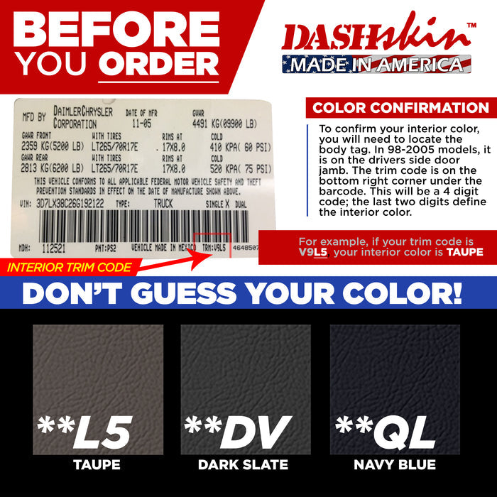 2002-2005 Dodge Ram Aerosol Colormatched Interior Paint for Vinyl & Plastics (12oz) - DashSkin