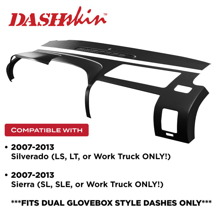 2007-2013 Silverado LS/LT Sierra SL/SLE Two Piece Dash Cover Kit - DashSkin