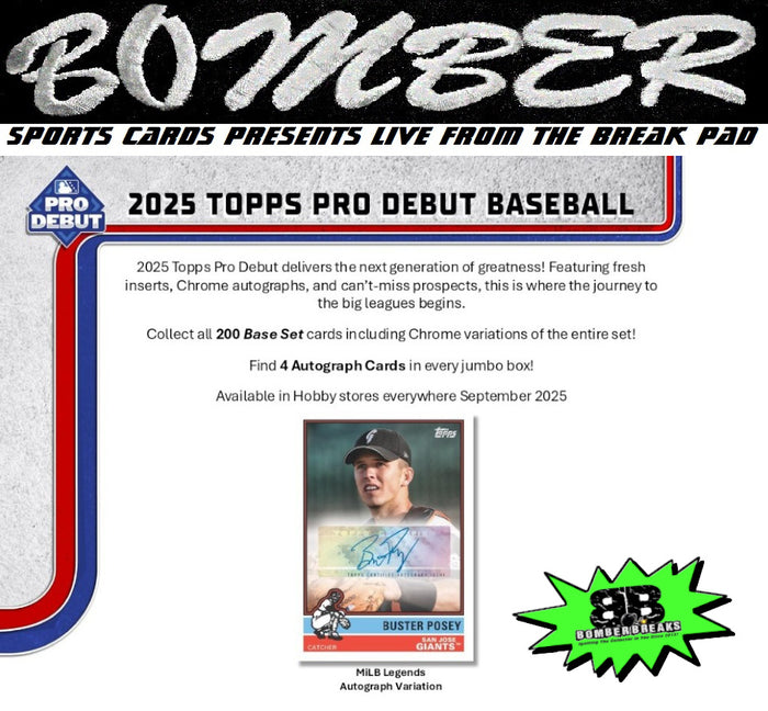 2:20pm ET - 🚨(NOW A FILLER - Dodgers In!) - WEDNESDAY - 2025 Topps Pro Debut Baseball Hobby 8 Box Case Break - Pick Your Team #2 - Live 11/12/25