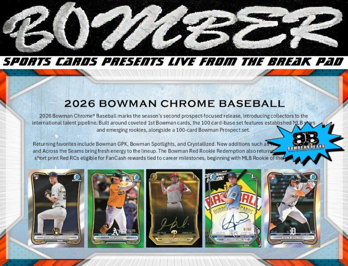 7:10pm ET - 🚨(NOW A FILLER - Athletics, Red Sox In!) - THURSDAY - 2026 Bowman Chrome Baseball Hobby 6 Box Half Case Break - Pick Your Team #7 - Live 9/10/26