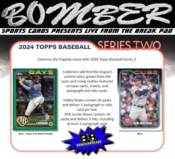 7:15pm EST - (🚨(NOW A FILLER) - 2024 Topps Series 2 Hobby 12 Box Case Break - Pick Your Team #12 - Live 6/26/24