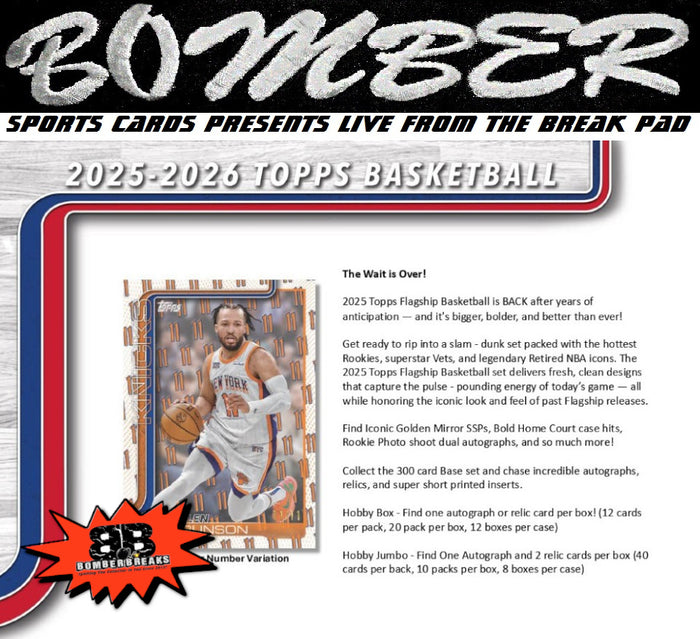 8:30pm ET - 🚨(NOW A FILLER - Lakers, Warriors In!) - WEDNESDAY - 2025/26 Topps Basketball Jumbo 4 Box Half Case Break - Pick Your Team #10 - Live 10/29/25