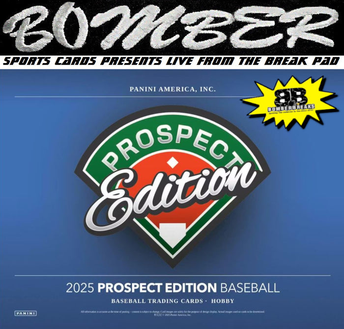 9:10pm ET - 🚨(NOW A FILLER) - WEDNESDAY - 2025 Panini Prospect Edition Baseball Hobby 5 Box Half Break - Pick Your Team #1 - Live 3/11/26