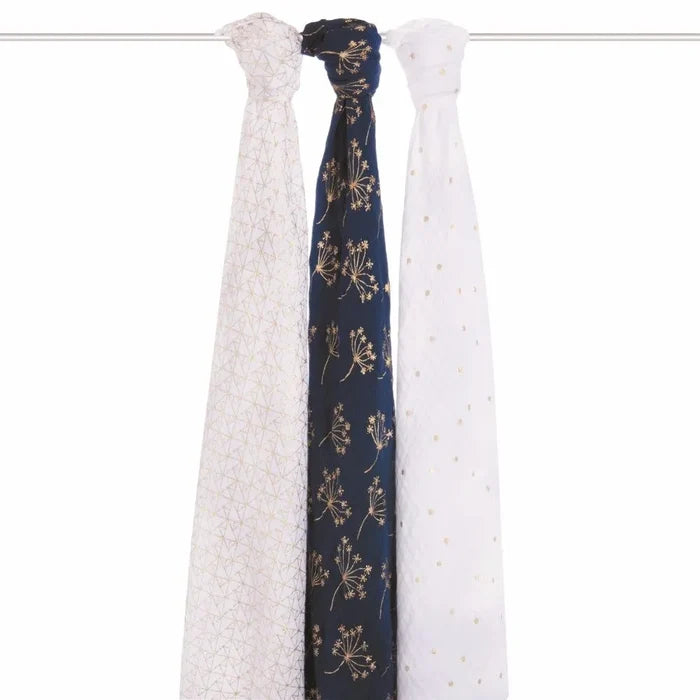 Aden & Anais Swaddles Metallic Gold Deco - Pack of 3