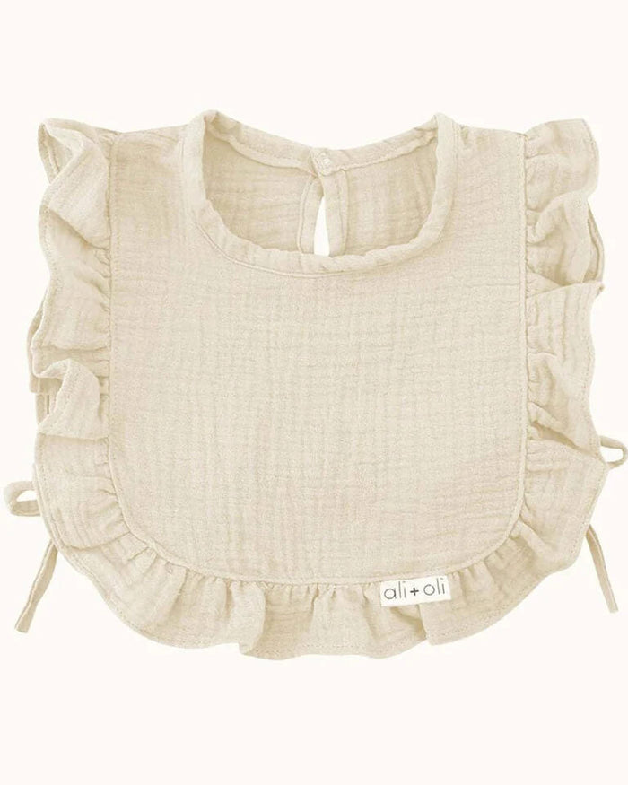 Ali+Oli Muslin Cotton Ruffle Baby Bib (Ivory) - Minnie Little Things