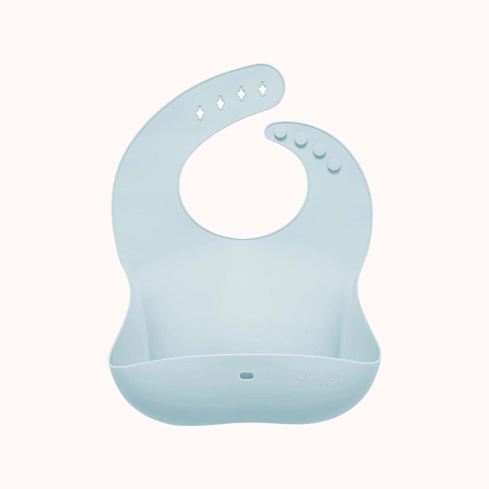 Ali+Oli Silicone Baby Bib - Roll Up & Stay Closed Design - Minnie Little Things