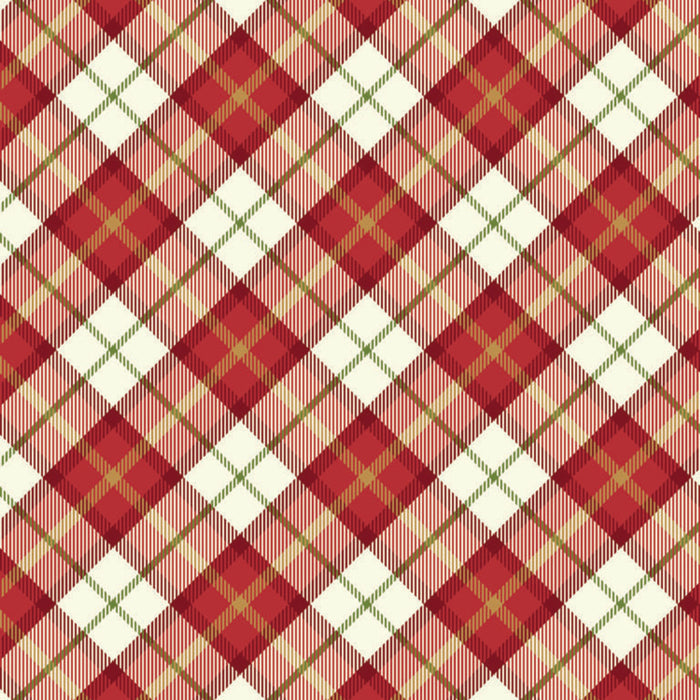 Red and white tartan on a cotton quilting fabric