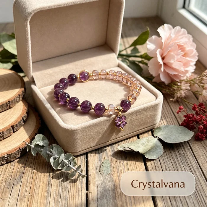 Amethyst Clover Bracelet Four Leaf Clover Good Luck Wealth H