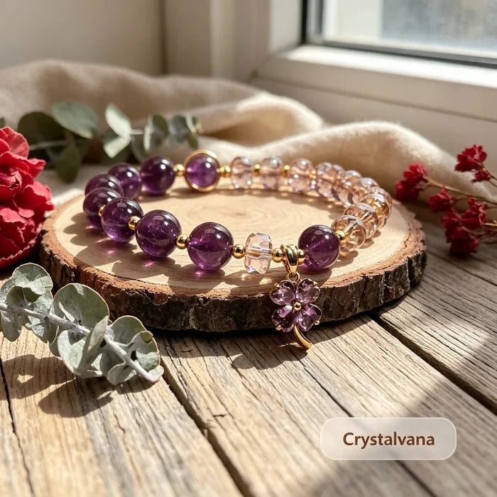 Amethyst Clover Bracelet Four Leaf Clover Good Luck Wealth H 3