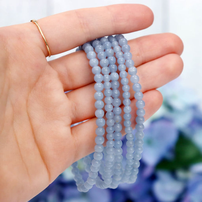 Angelite Beaded Bracelet – natural Angelite crystal bracelet by Crystalvana