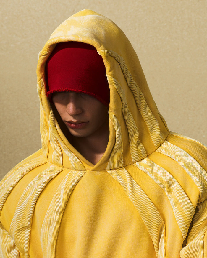 'ARRAY' HEAVY PANELED HOODIE IN LEMONADE