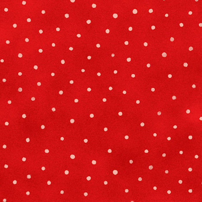 Red cotton quilting fabric with small white polka dots