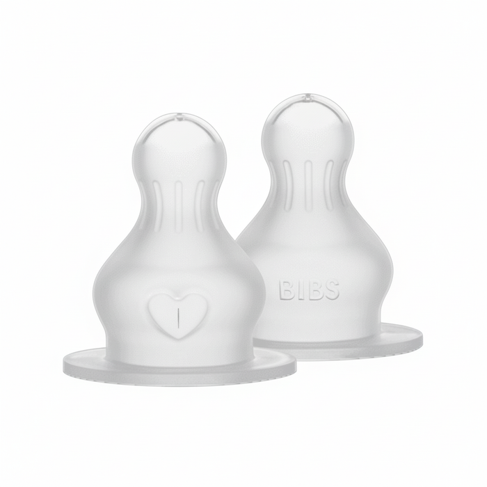 BIBS Baby Bottle Nipple Round Silicone - Pack of 2