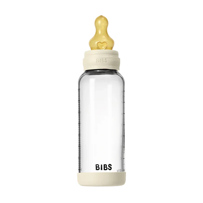 Bibs Glass Bottle Round Latex Medium Flow (240ml)