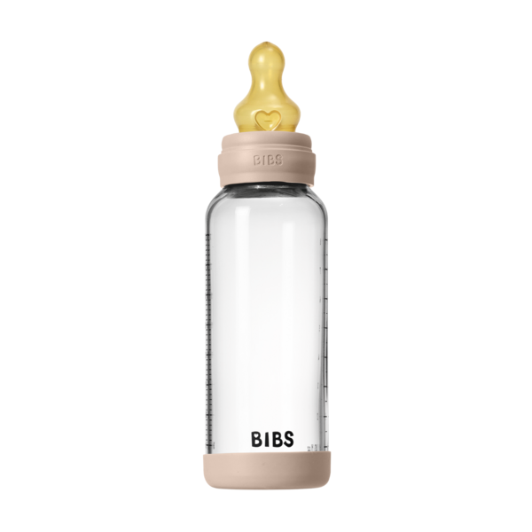 Bibs Glass Bottle Round Latex Medium Flow (240ml)