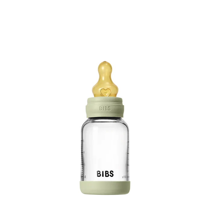 Bibs Glass Bottle Round Latex Slow Flow (120ml)