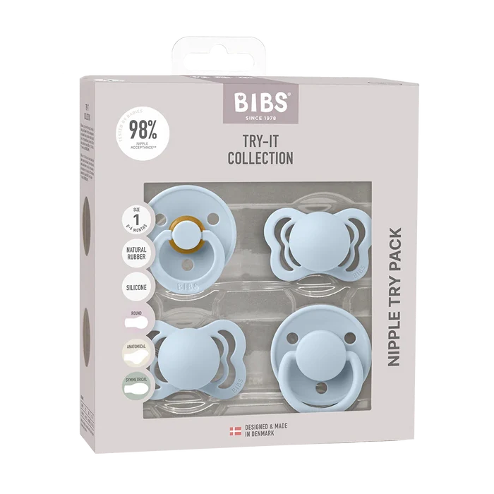 Bibs New Baby Pacifiers Try It Collection - Pack of 4 (Size 1)