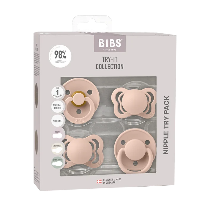 Bibs New Baby Pacifiers Try It Collection - Pack of 4 (Size 1)