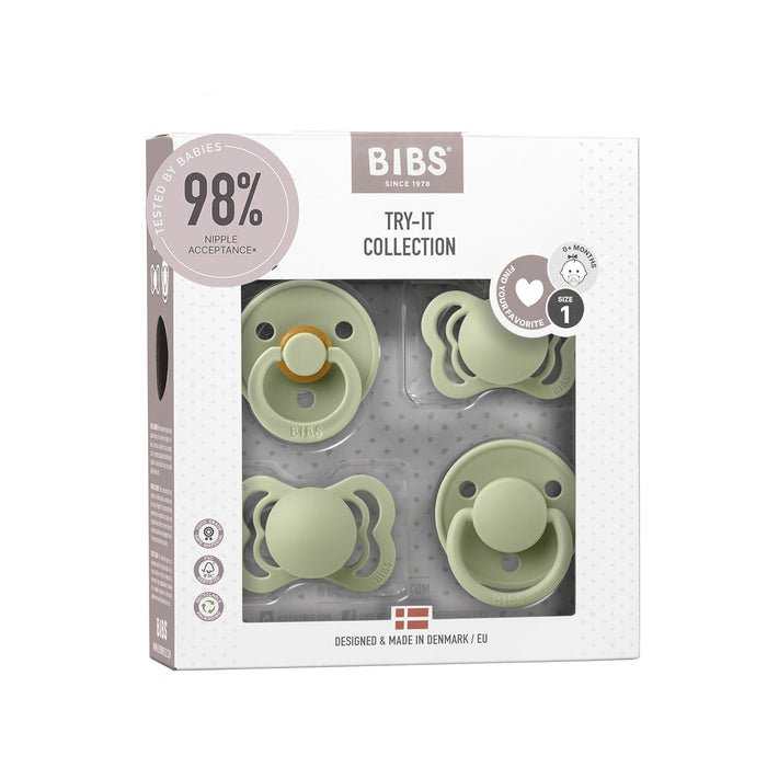 Bibs New Baby Pacifiers Try It Collection - Pack of 4 (Size 1)