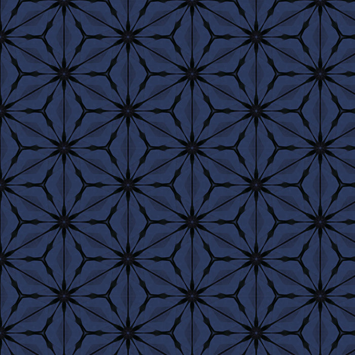 Bloom Noctural hexagonal printed quilting fabric in blues