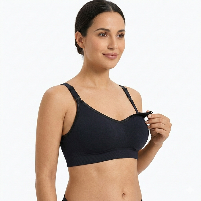 Blooming Blossom Wire Free Nursing Bra (Black)