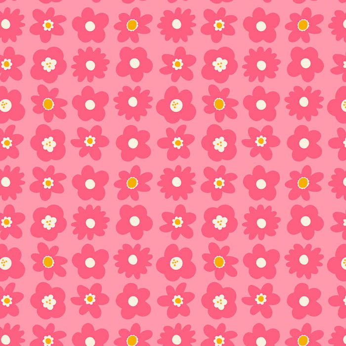 Pink flowers printed on a cotton quilting fabric