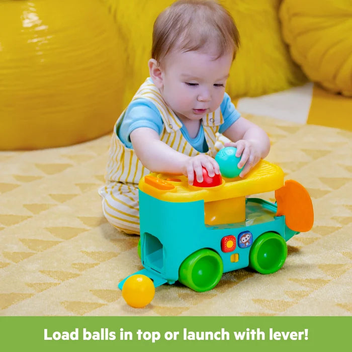 Bright Starts Pop & Roll Safari Bus Ball Play Toy