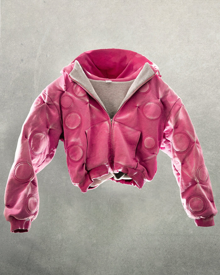 BUBBLEGUM 'OXYGEN' PADDED ZIP-UP HOODIE