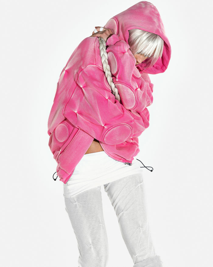 BUBBLEGUM 'OXYGEN' PADDED ZIP-UP HOODIE