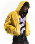 CANARY YELLOW 'OXYGEN' PADDED ZIP-UP HOODIE