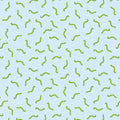 Bright green caterpillars wriggling along a beautiful blue 100% cotton fabric