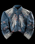 CHERRY BLOSSOM ‘OVERGROWTH’ DENIM RACER JACKET