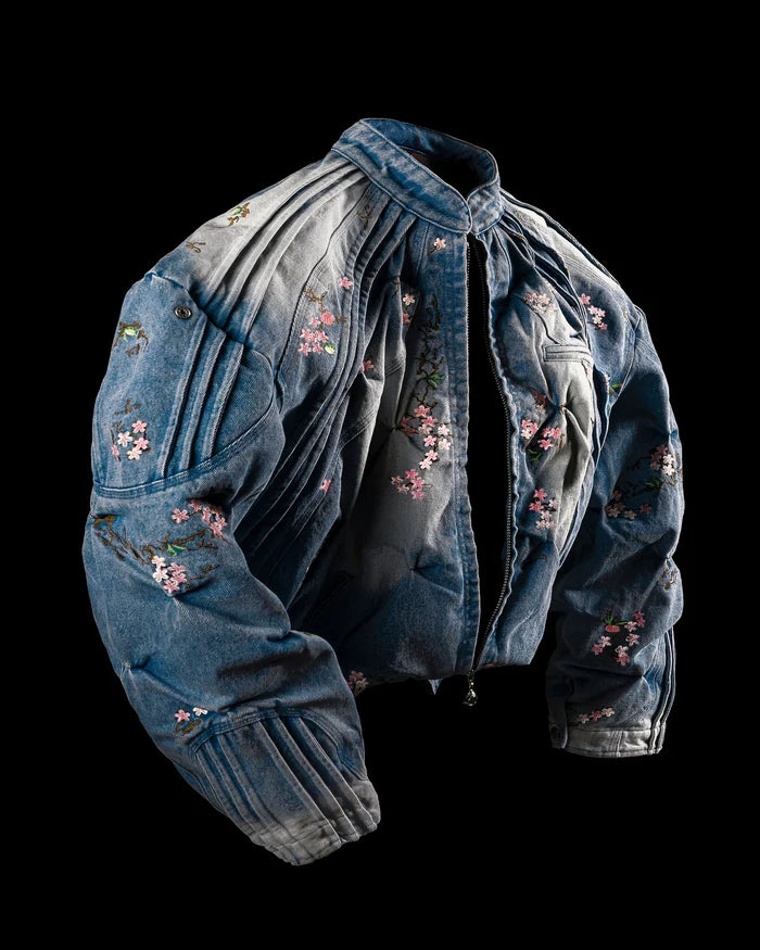 CHERRY BLOSSOM ‘OVERGROWTH’ DENIM RACER JACKET