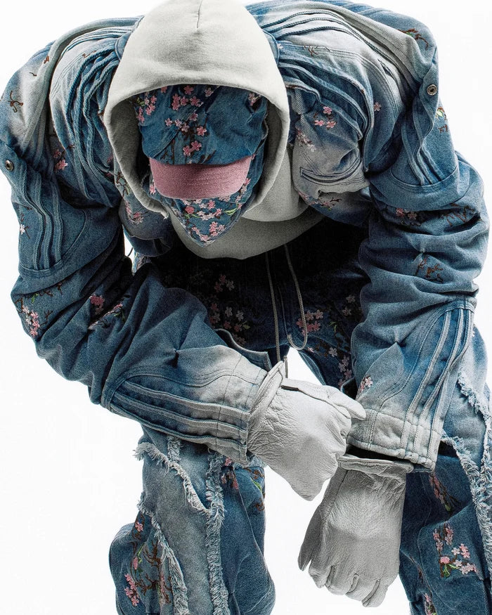 CHERRY BLOSSOM ‘OVERGROWTH’ DENIM RACER JACKET