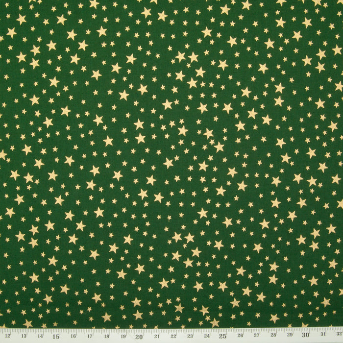 Christmas Cotton Fat Quarter Bundle - Red, Green & Ivory Gold Stars