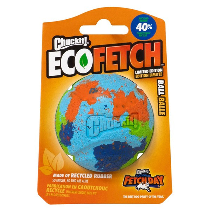 Packaging of Chuckit! ECO Fetch Ball with a white background.
