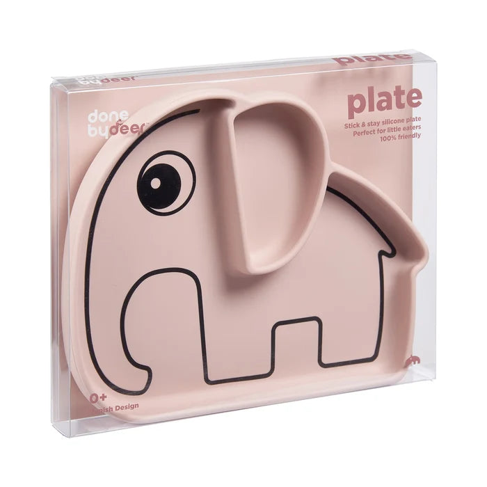 Done By Deer Silicone Stick & Stay Plate Elephant