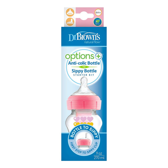 Dr. Brown's Anti Colic Options+ Wide-Neck Sippy + L3 Nipple In Bottle (270ml)