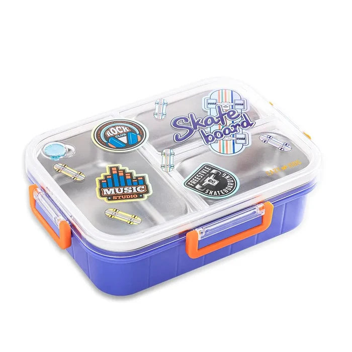 Eazy Kids 3 Compartment Stainless Steel Bento Lunch Box (800ml)
