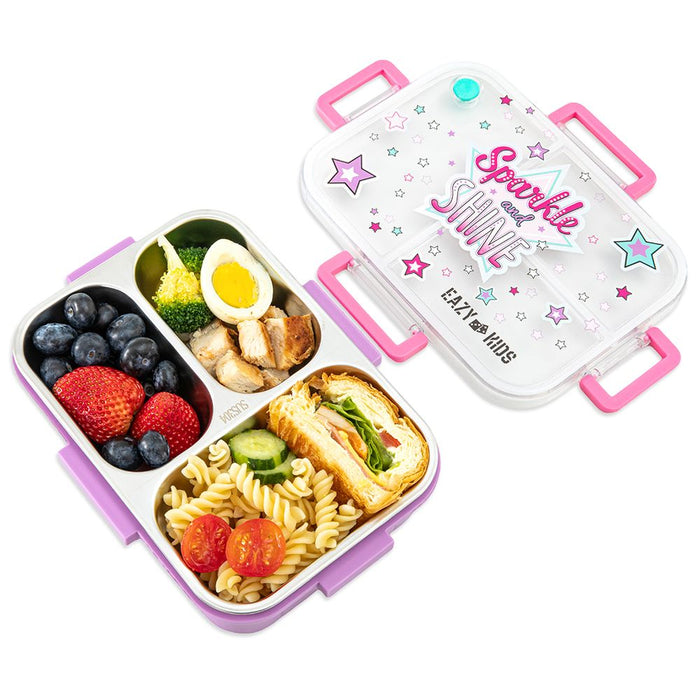 Eazy Kids 3 Compartment Stainless Steel Bento Lunch Box (800ml)