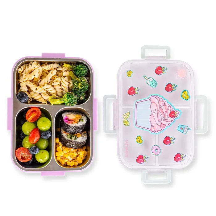 Eazy Kids 3 Compartment Stainless Steel Bento Lunch Box (800ml)