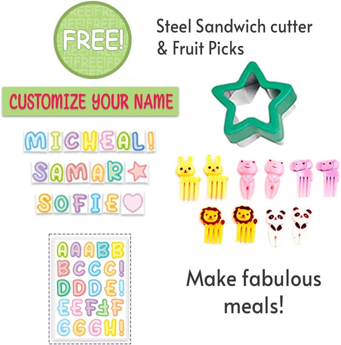 Eazy Kids 6 & 4 Convertible Bento Lunch Box With Sandwich Cutter Set