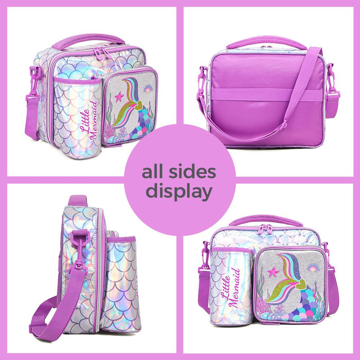 Eazy Kids Lunch Bag With Bottle Holder (Mermaid Chrome)