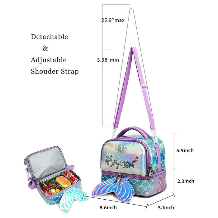 Eazy Kids Printed Lunch Bag (Mermaid Purple)