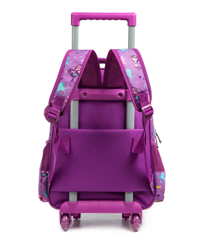 Eazy Kids Set of 3 Trolley School Bag Lunch Bag & Pencil Case (Mermaid Purple)