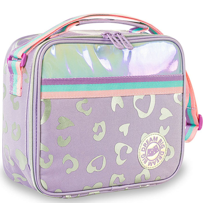 Eazy Kids Trolley School Bag Set of 3 With Lunch Bag & Pencil Pouch (Love Purple)
