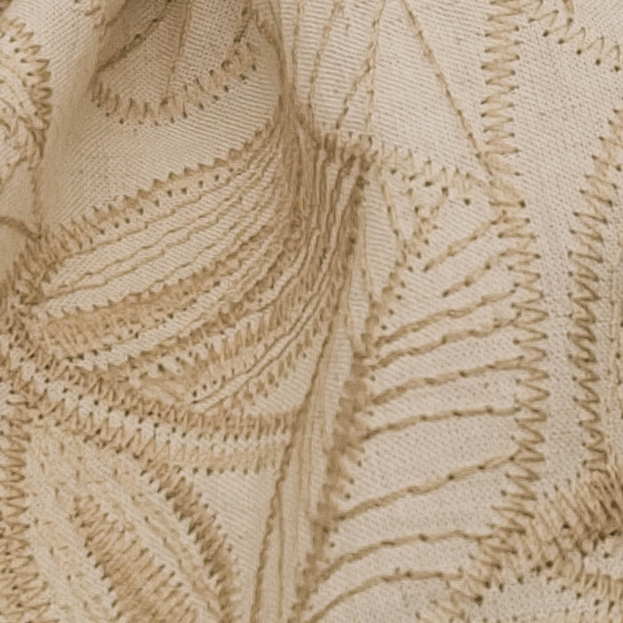 Embroidery Leaves - Natural - Cotton Fabric